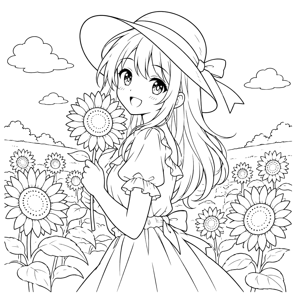 Girl Holding a Sunflower