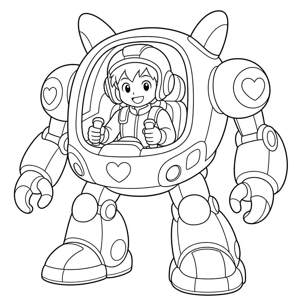 Anime Mech Pilot Coloring Page