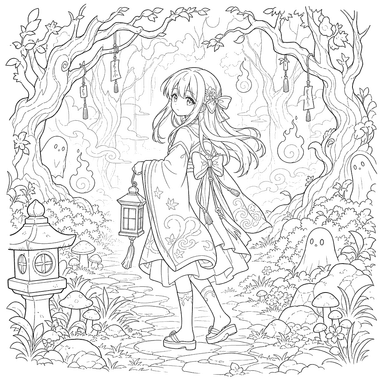 Anime Mystical Forest with Spirits