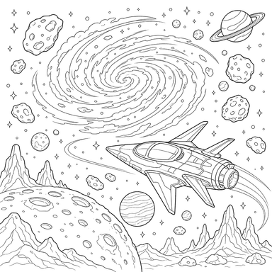 Anime Space Galaxy Coloring Page