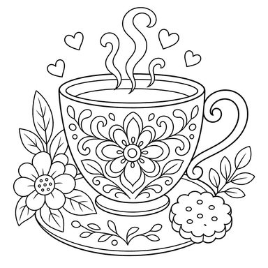 Antistress Teacup Coloring Page