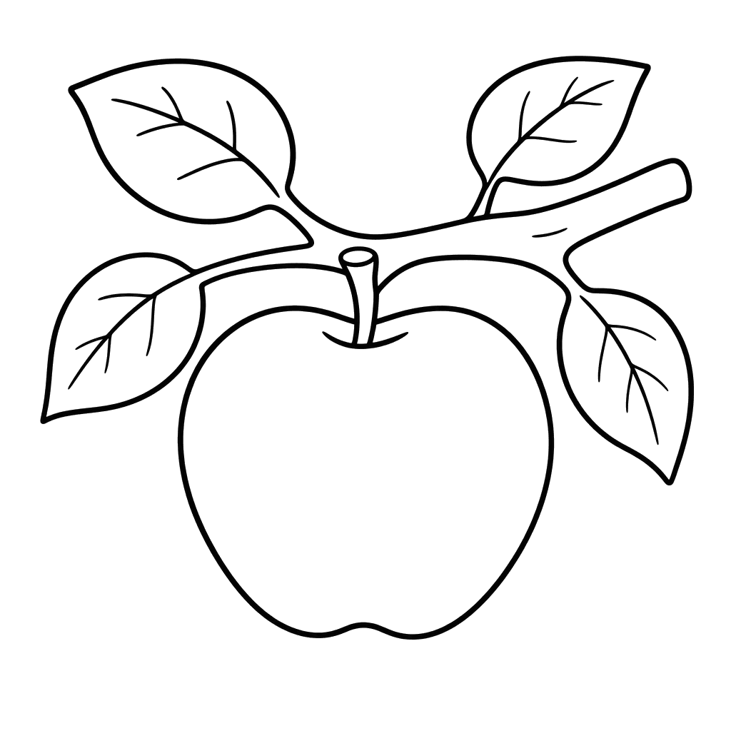 Apple on a Branch Coloring Page