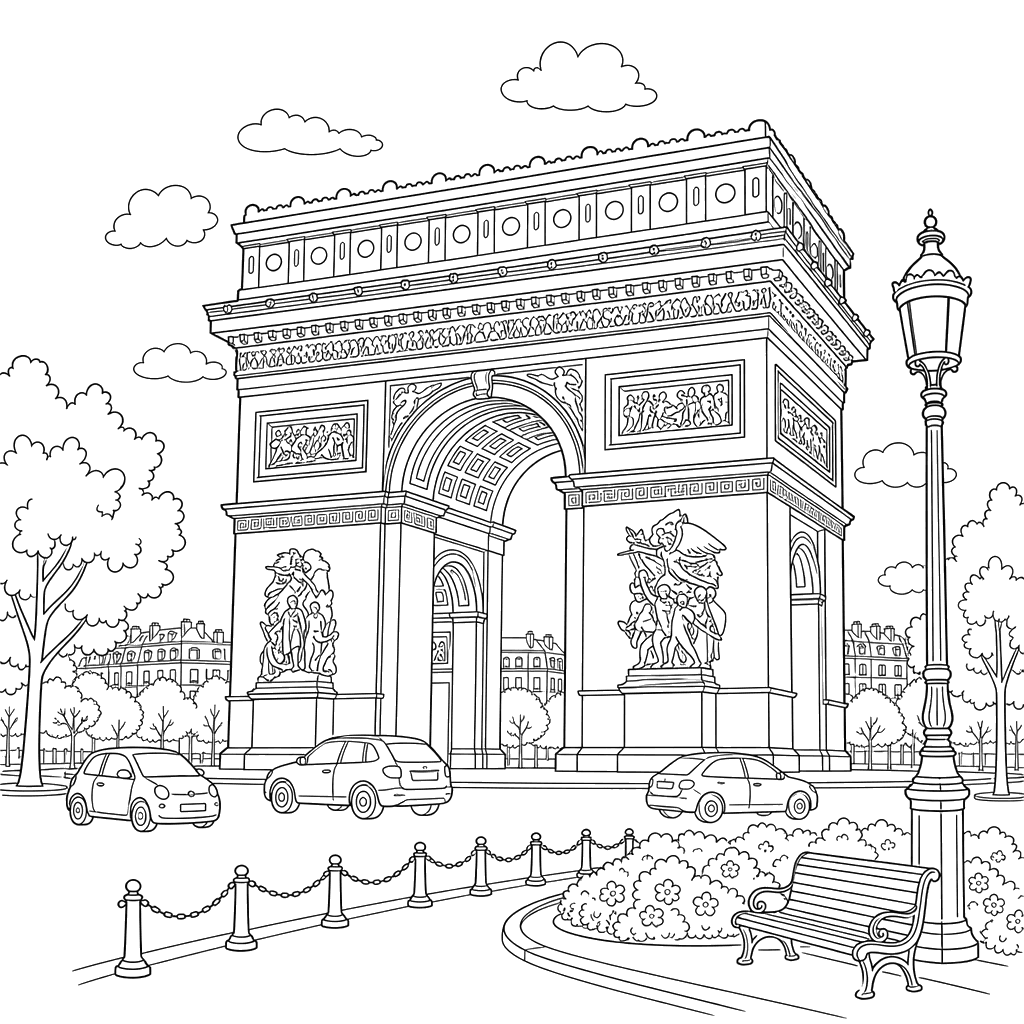 Arc de Triomphe France Coloring Page