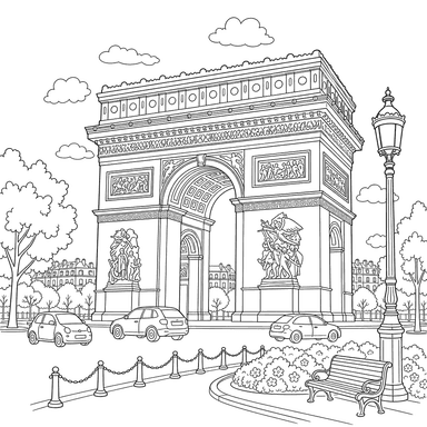 Arc de Triomphe France Coloring Page