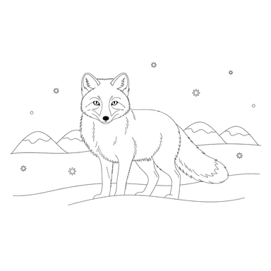 Arctic Fox in Snow Coloring Page
