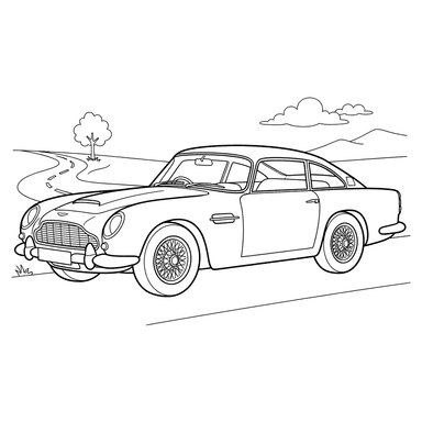 Aston Martin DB5 Classic Car Coloring Page