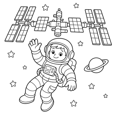 Astronaut by the ISS