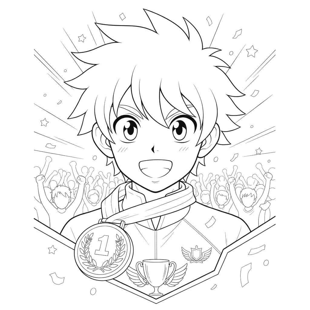 Athlete with Medal Coloring Page