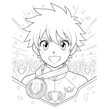 Athlete with Medal Coloring Page
