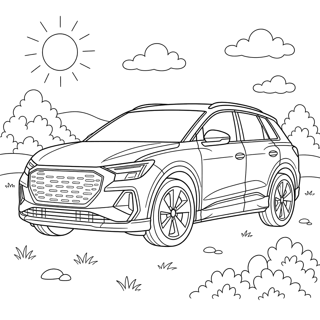 Audi Q4 e-tron Electric Car Coloring Page