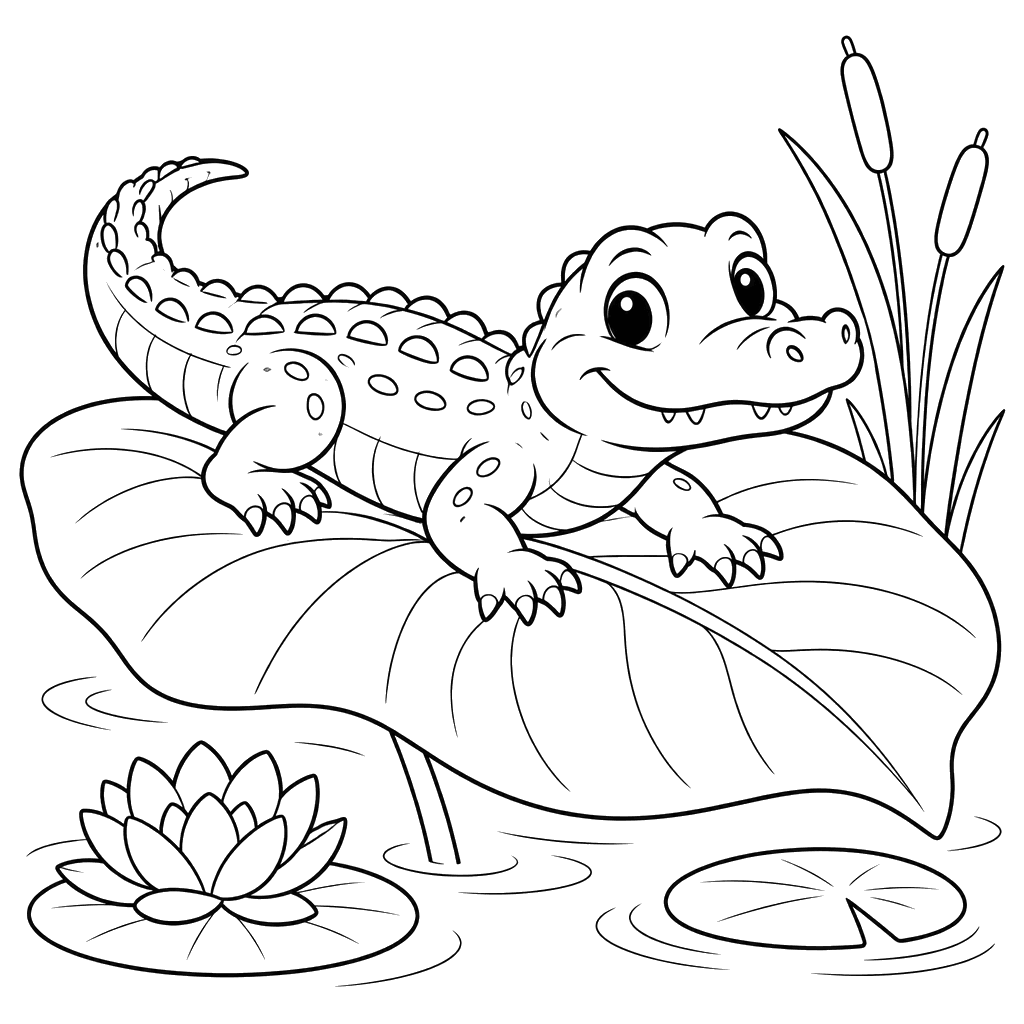 Baby Alligator on a Leaf