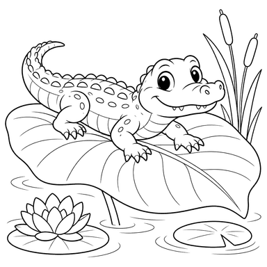 Baby Alligator on a Leaf