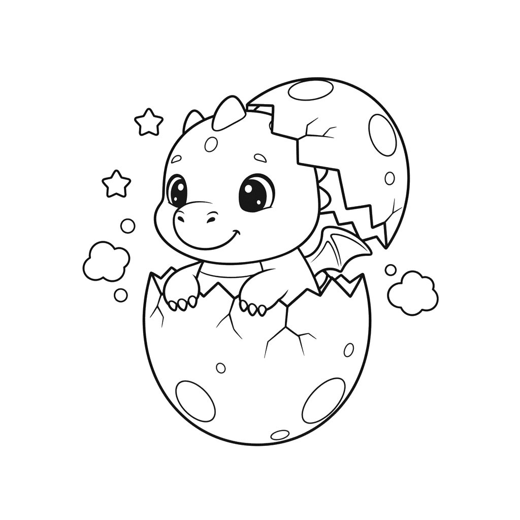 Baby Dragon Hatching Coloring Page