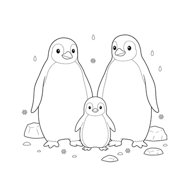 Baby Penguin Family Coloring Page
