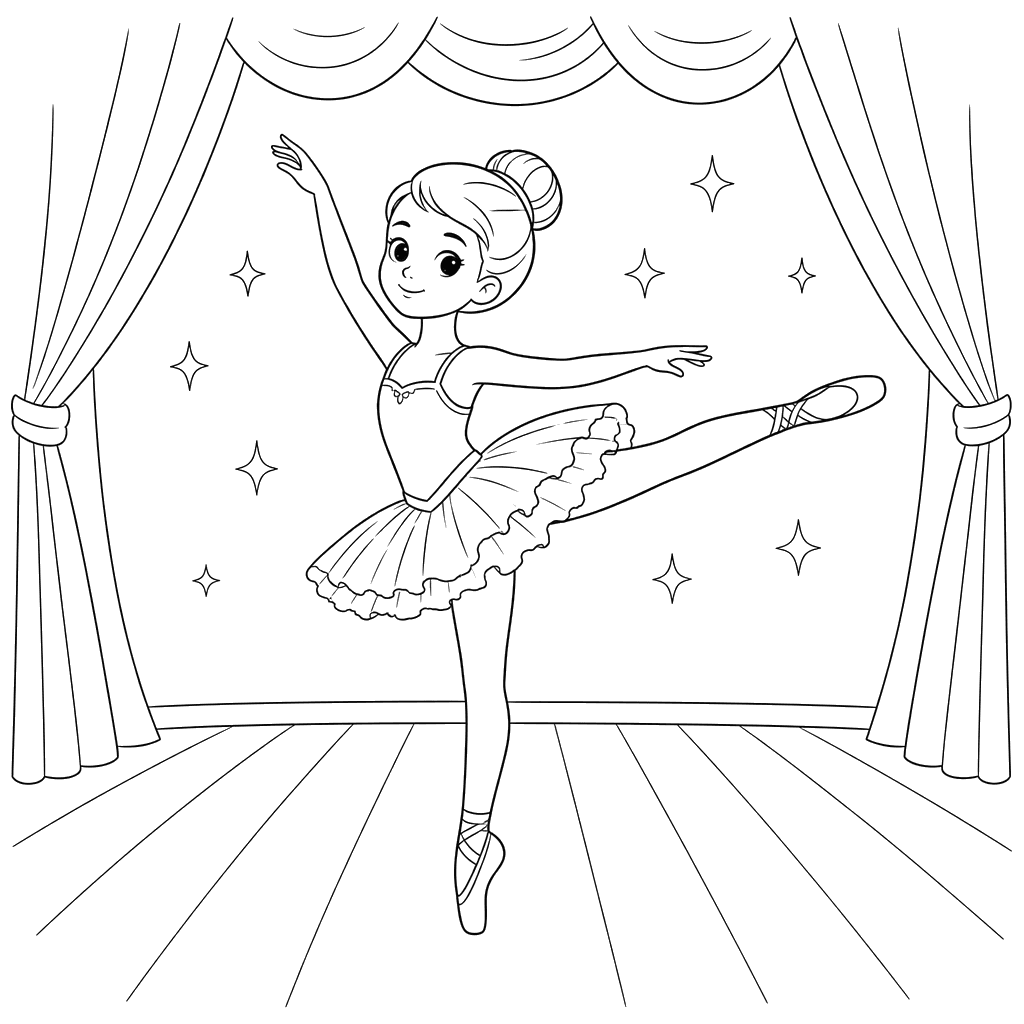 Ballerina Arabesque on Stage