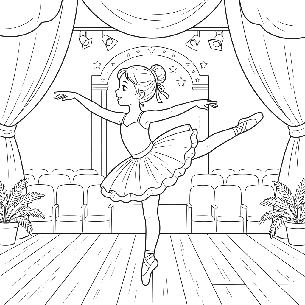 Ballet Dancer Girl Coloring Page