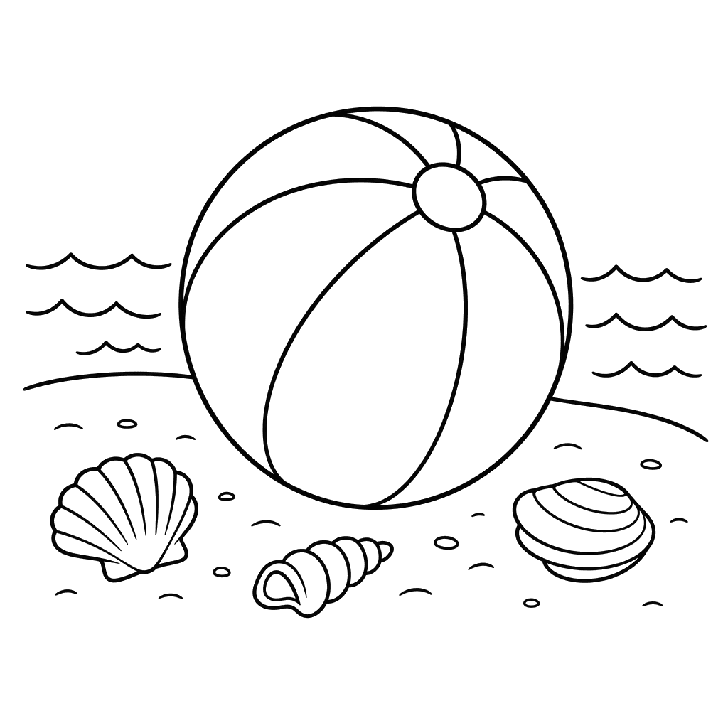 Beach Ball by Gentle Waves Coloring Page