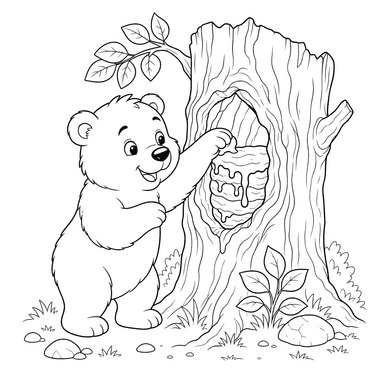 Bear and Wild Honey Coloring Page