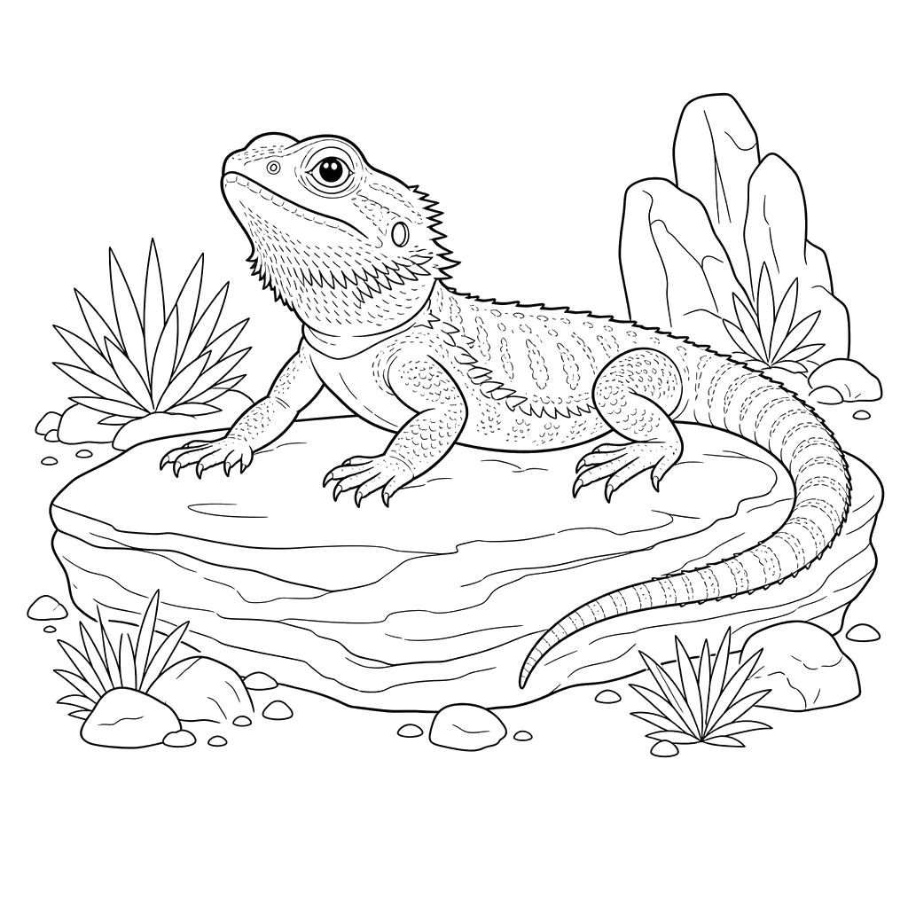 Bearded Dragon on a Stone