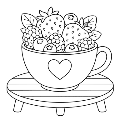 Berries in a Cup Coloring Page