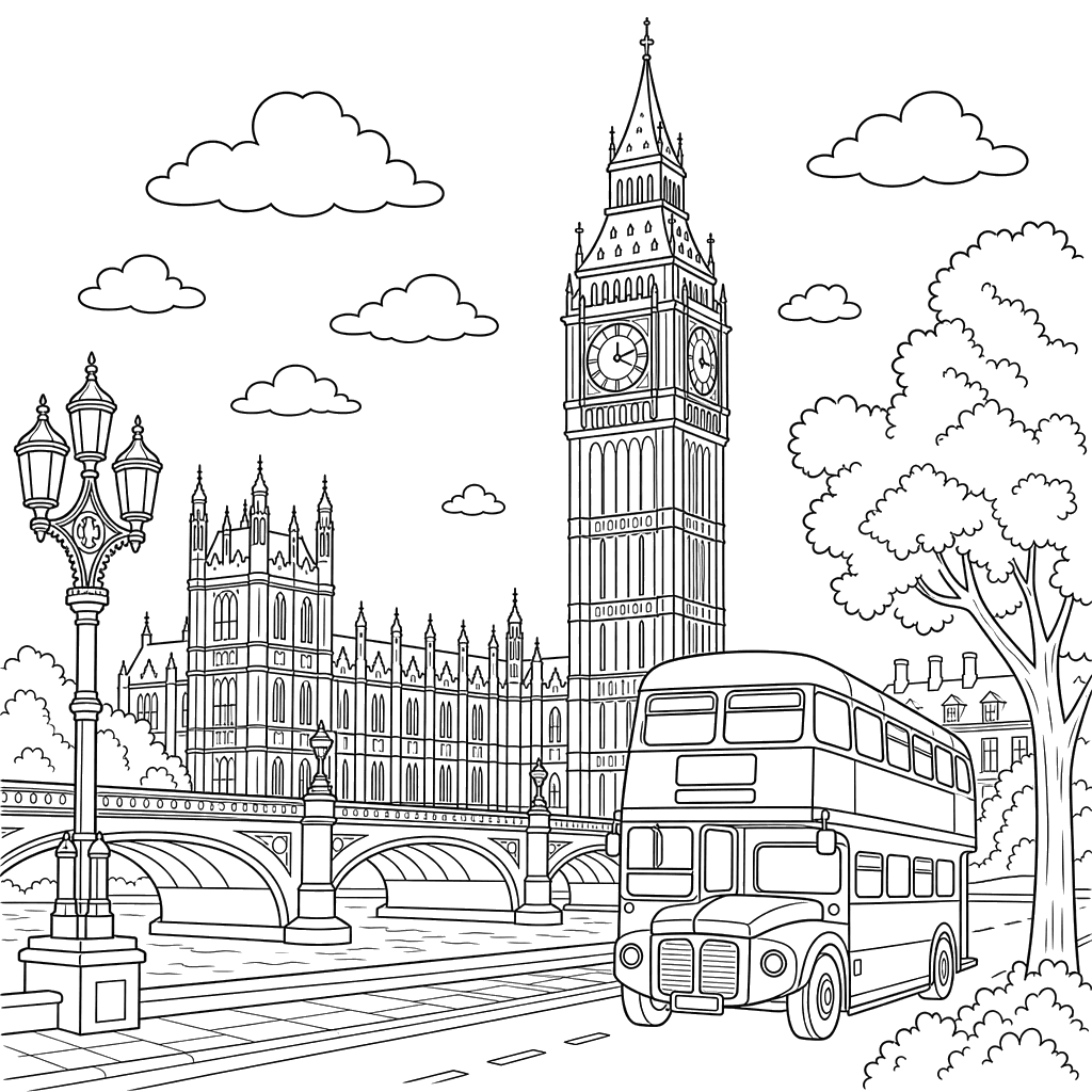 Big Ben in London Coloring Page