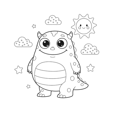 Big-Eyed Monster Looking Coloring Page