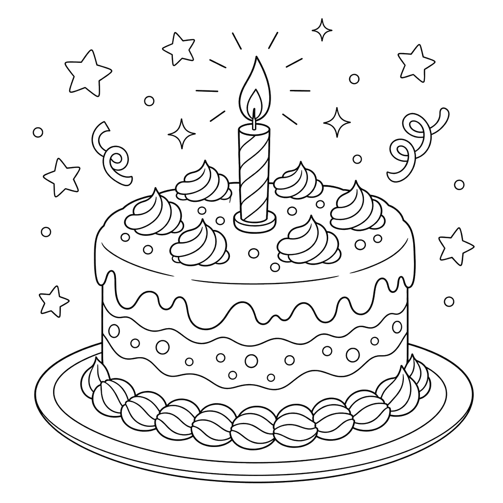 Festive Cake with a Sparkling Candle