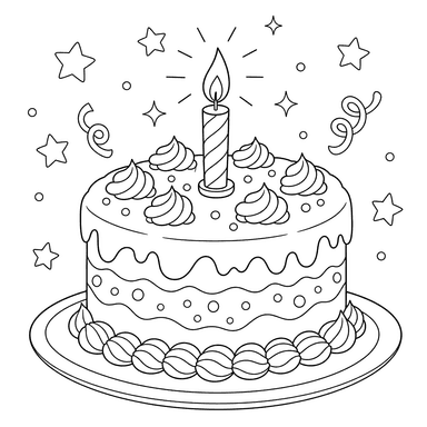 Festive Cake with a Sparkling Candle