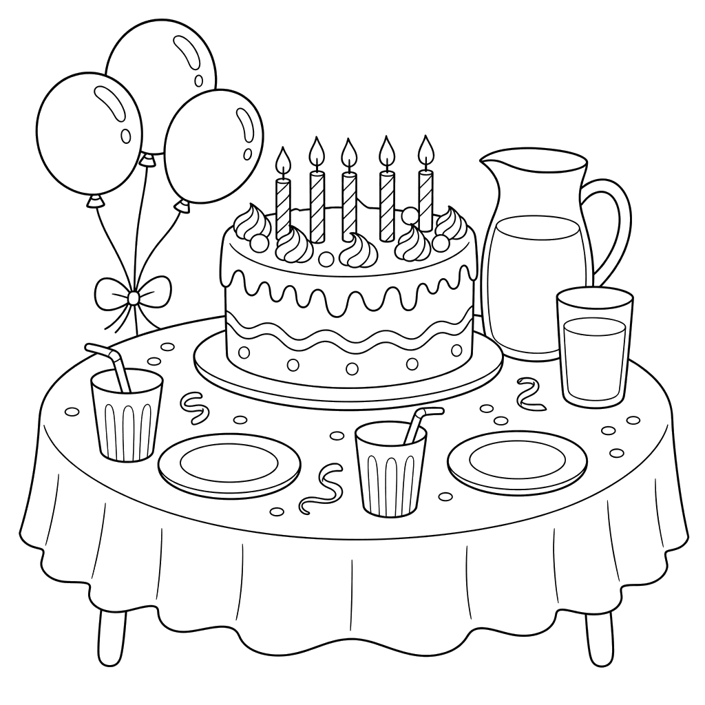 Birthday Cake and Juice Table