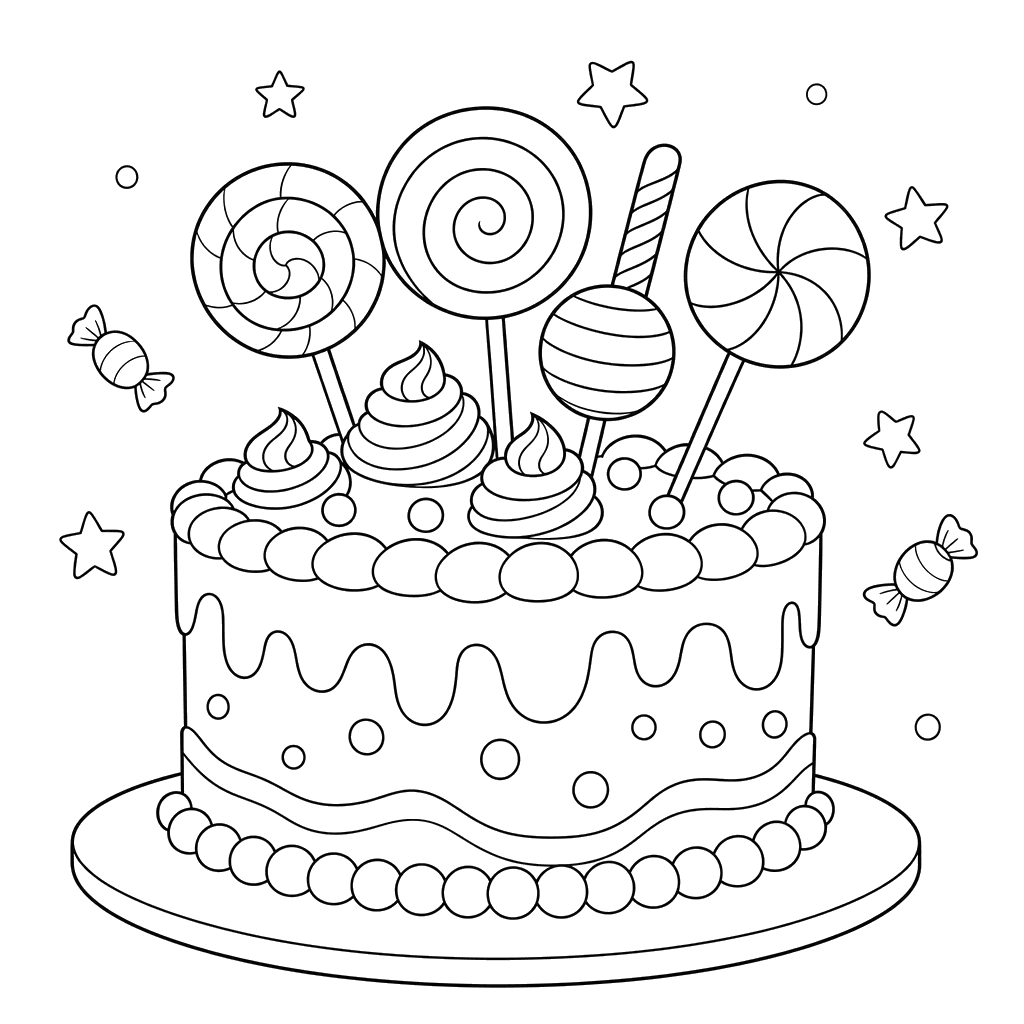 Kids Holiday Cake with Lollipops