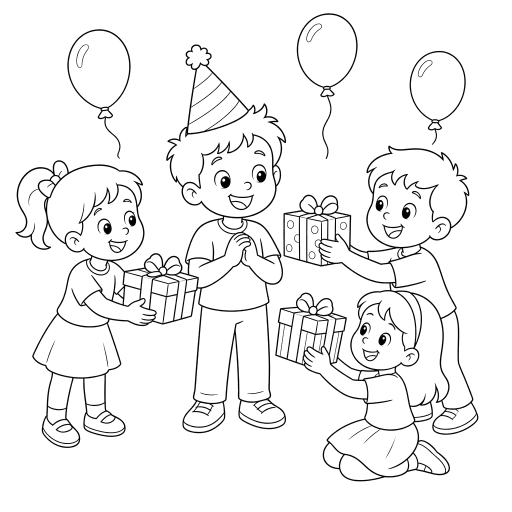 Birthday Friends with Gifts