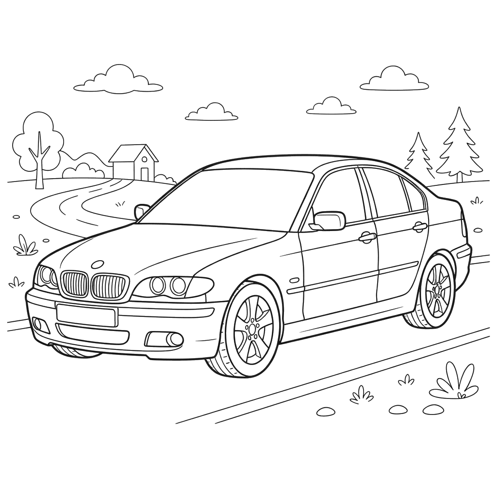 BMW 3 Series Coloring Page for Kids