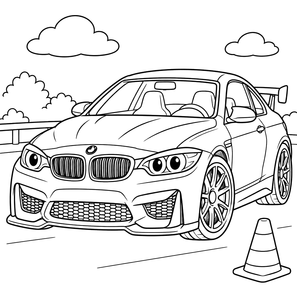 Tuned BMW Sports Car Coloring Page