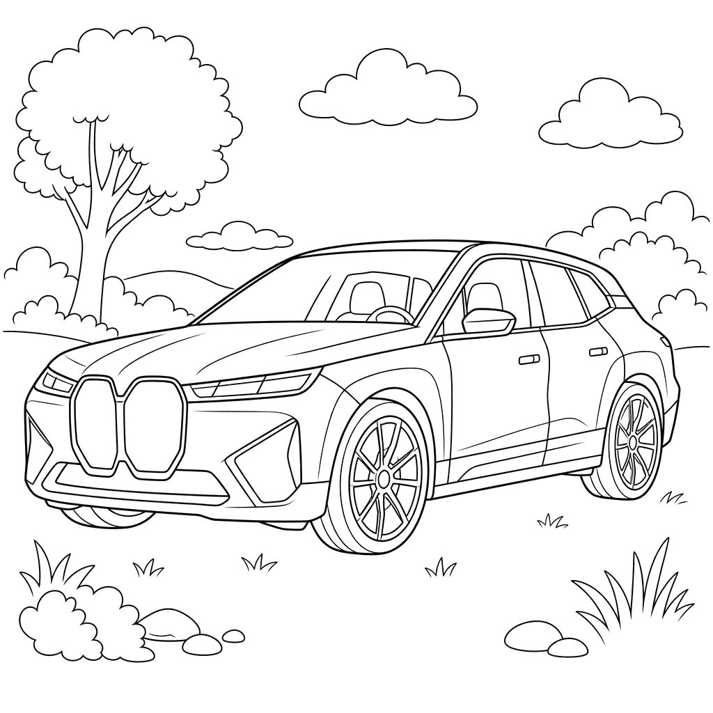 BMW iX Coloring Page