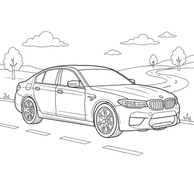 BMW M5 (2018) Coloring Page for Kids