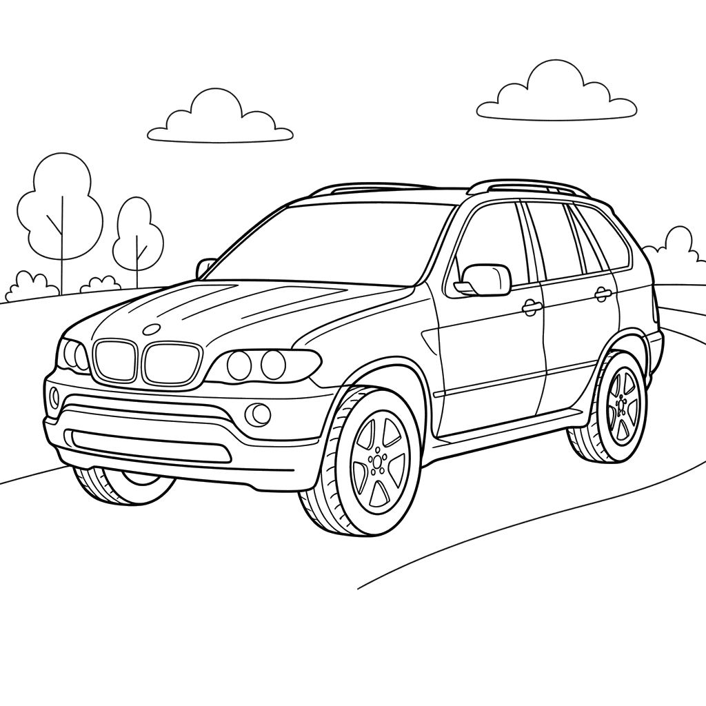 BMW X5 SUV Coloring Page for Kids