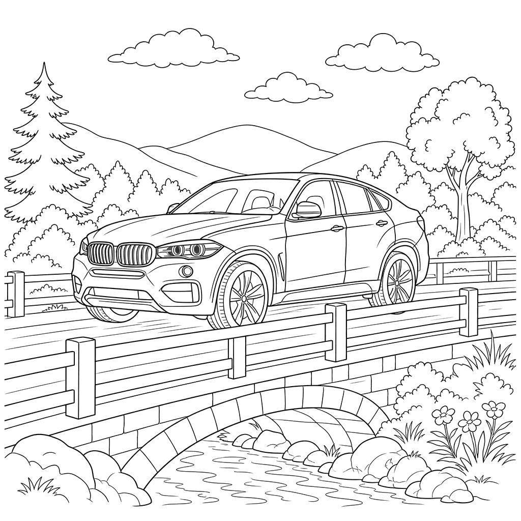 BMW X6 Crossover on Bridge