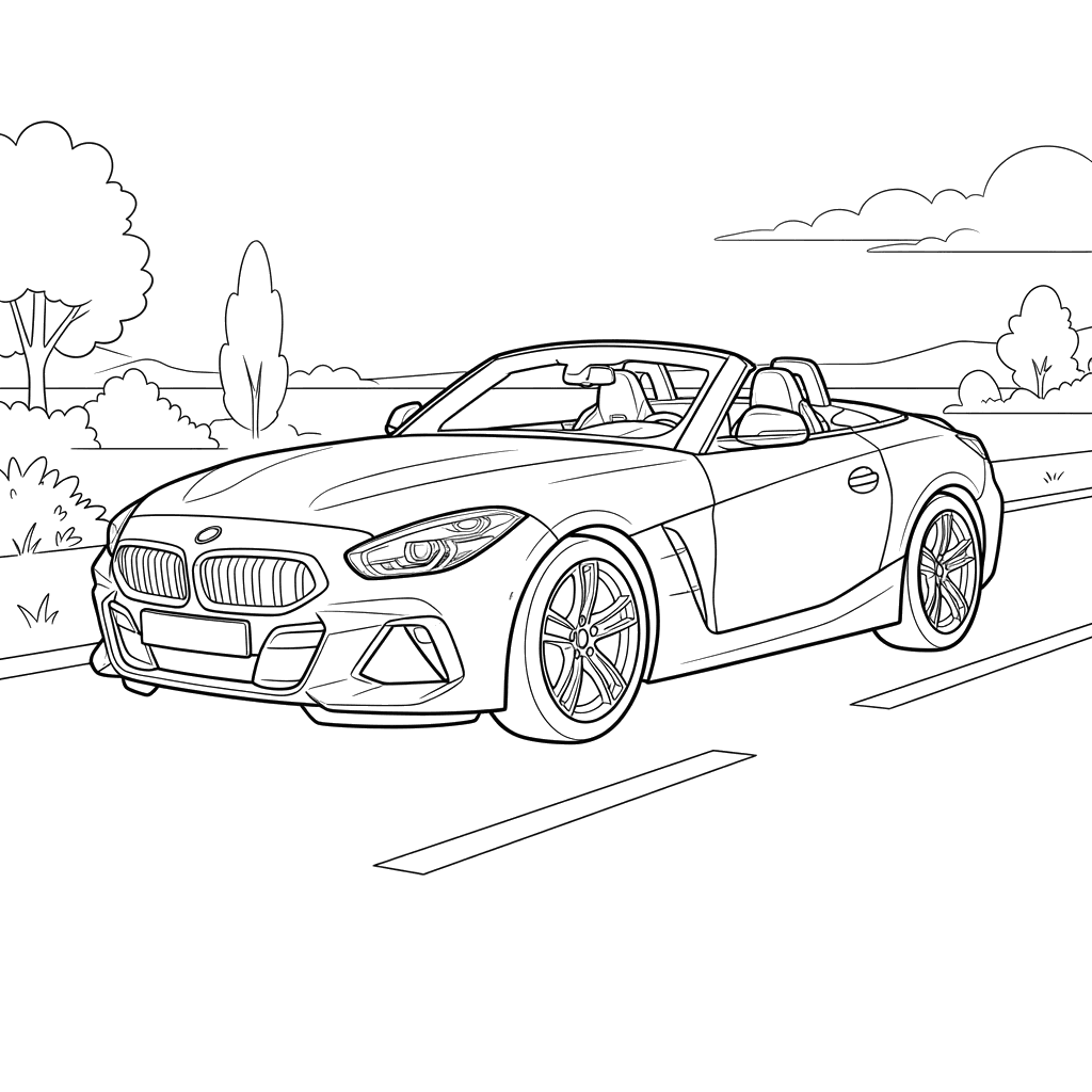 BMW Z4 M40i (2020) Coloring Page for Kids