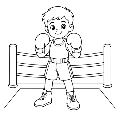 Boxer in Ring Coloring Page