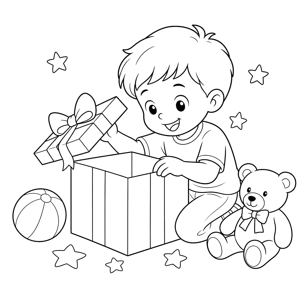 Boy Opening a Gift