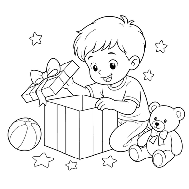 Boy Opening a Gift
