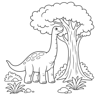 Brachiosaurus under a Tall Tree