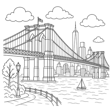 Brooklyn Bridge Coloring Page