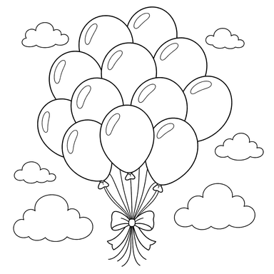 Bunch of Balloons Coloring Page