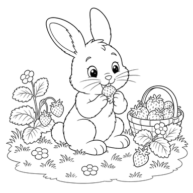 Bunny Eating Strawberry