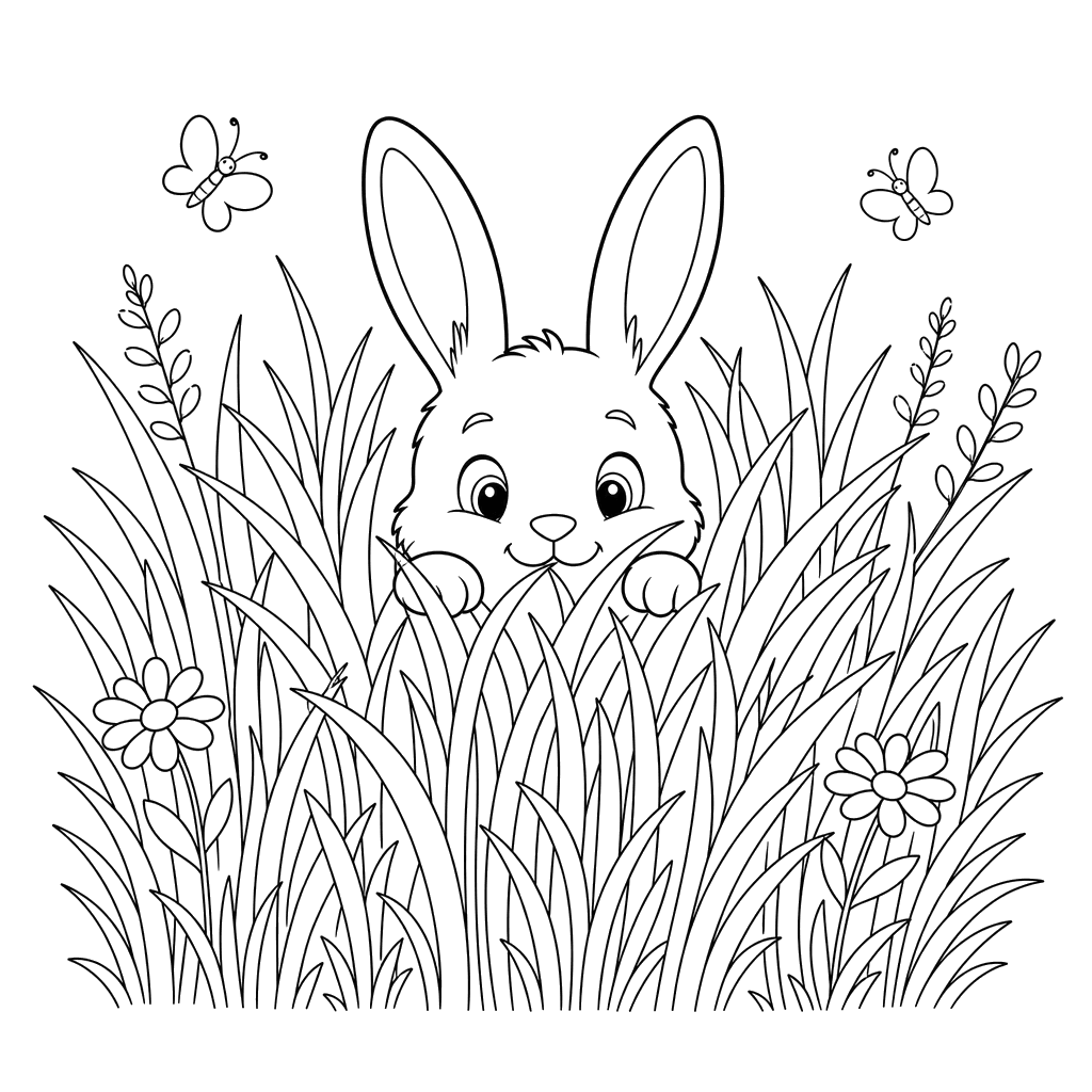 Bunny Hiding in Tall Grass