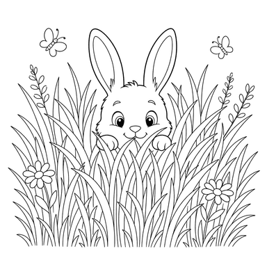 Bunny Hiding in Tall Grass