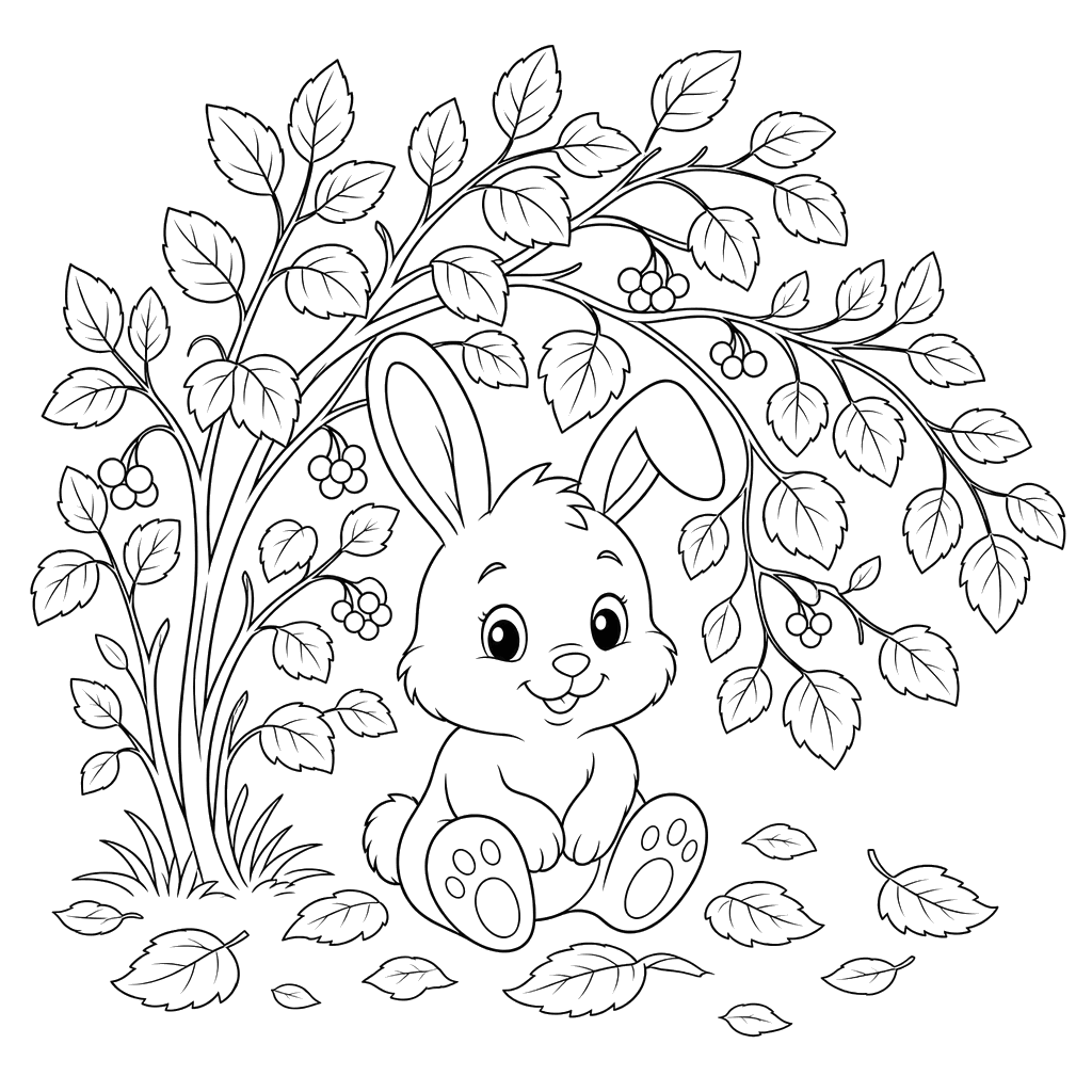 Bunny Under Autumn Bush