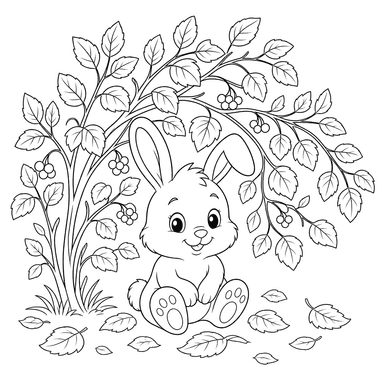 Bunny Under Autumn Bush