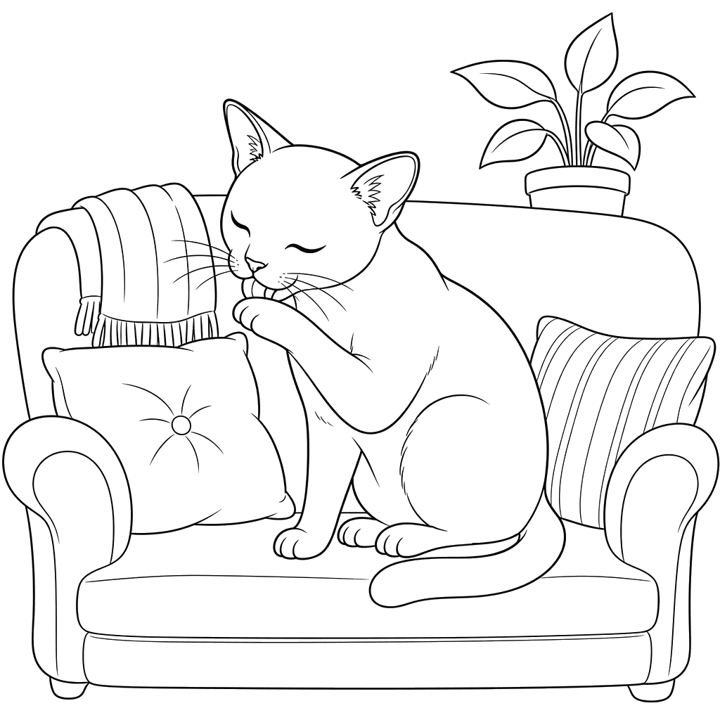 Burmese Cat Washing Paw